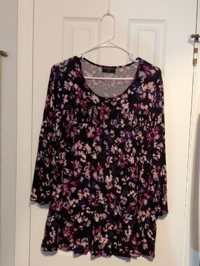 Lane Bryant Multicolor Floral-Print Tunic - Purple & Pink Accents Sz 18/20